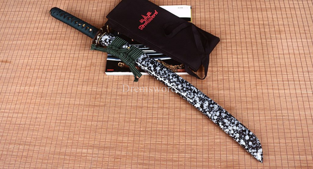 Hand Forge T10 Clay Tempered Steel Nagamaki Japanese Samurai Sword Battle Ready Shinogi Zukuri Full Tang Black And White