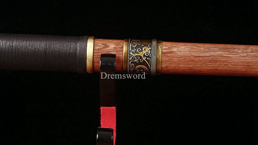 Handmade T10 Steel Clay Tempered Chinese Traditional Tang Dao KAMASU Kissaki KIRIHA-ZUKURI Full Tang Brown