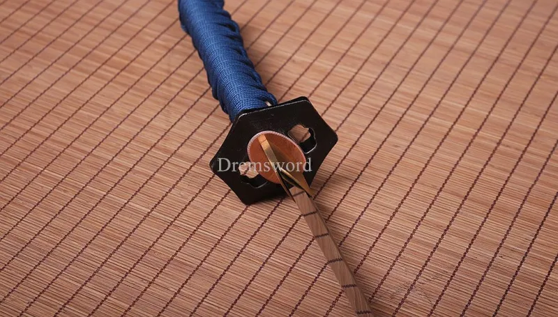 T10 Steel Clay Tempered Tanto Japanese Samurai Sword Choji Hamon Rosewood Saya SHINOGI-ZUKURI Full Tang Blue And Brown