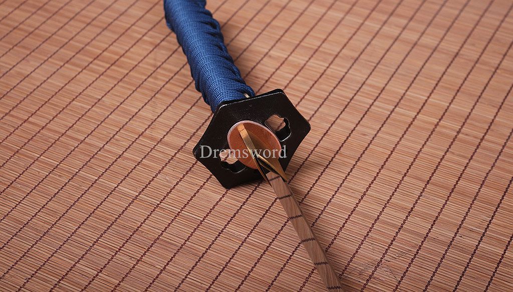 T10 Steel Clay Tempered Tanto Japanese Samurai Sword Choji Hamon Rosewood Saya SHINOGI-ZUKURI Full Tang Blue And Brown