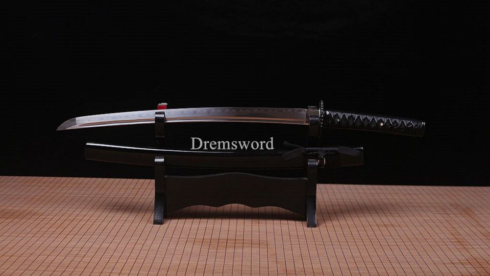 T10 Steel Clay Tempered Japanese Wakizashi Sword Samurai Battle Ready Sharp New SHINOGI-ZUKURI Full Tang Black