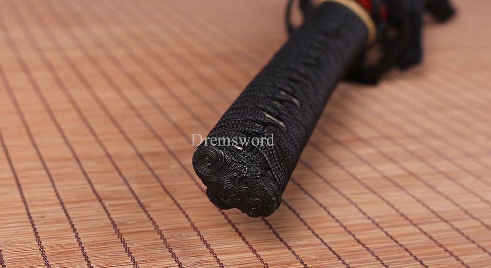 T10 Steel Clay Tempered Choji Hamon Japanese Katana Sword Battle Ready Sharp New SHINOGI-ZUKURI Full Tang Red And Gold