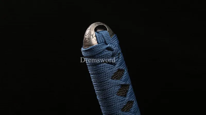 T10 Steel Clay Tempered Tanto Japanese Samurai Sword Choji Hamon Rosewood Saya SHINOGI-ZUKURI Full Tang Blue And Brown