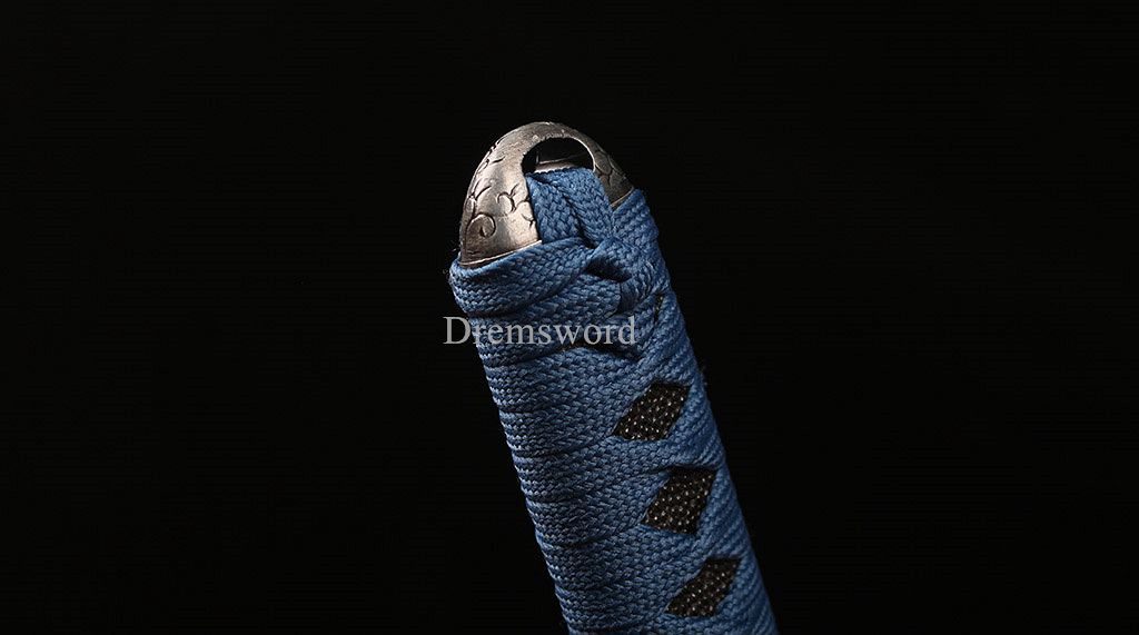 T10 Steel Clay Tempered Tanto Japanese Samurai Sword Choji Hamon Rosewood Saya SHINOGI-ZUKURI Full Tang Blue And Brown