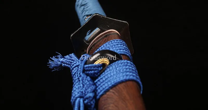 T10 Steel Clay Tempered Tanto Japanese Samurai Sword Choji Hamon Rosewood Saya SHINOGI-ZUKURI Full Tang Blue And Brown