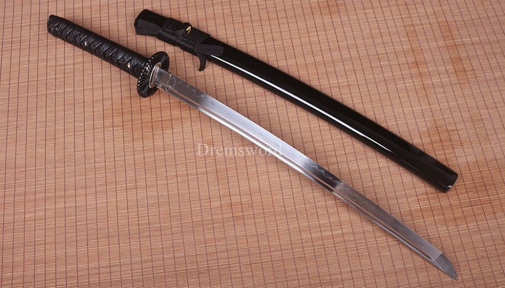 T10 Steel Clay Tempered Japanese Wakizashi Sword Samurai Battle Ready Sharp New SHINOGI-ZUKURI Full Tang Black
