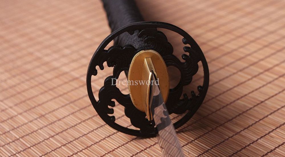 T10 Steel Clay Tempered Choji Hamon Japanese Katana Sword Battle Ready Sharp New SHINOGI-ZUKURI Full Tang Red And Gold