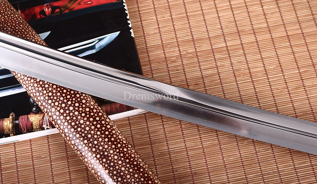 T10 Steel Clay Tempered Katana Japanese Samurai Real Sword Kogarasu-maru Zukuri Full Tang Brown