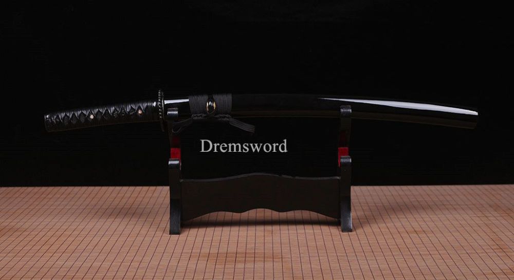 T10 Steel Clay Tempered Japanese Wakizashi Sword Samurai Battle Ready Sharp New SHINOGI-ZUKURI Full Tang Black