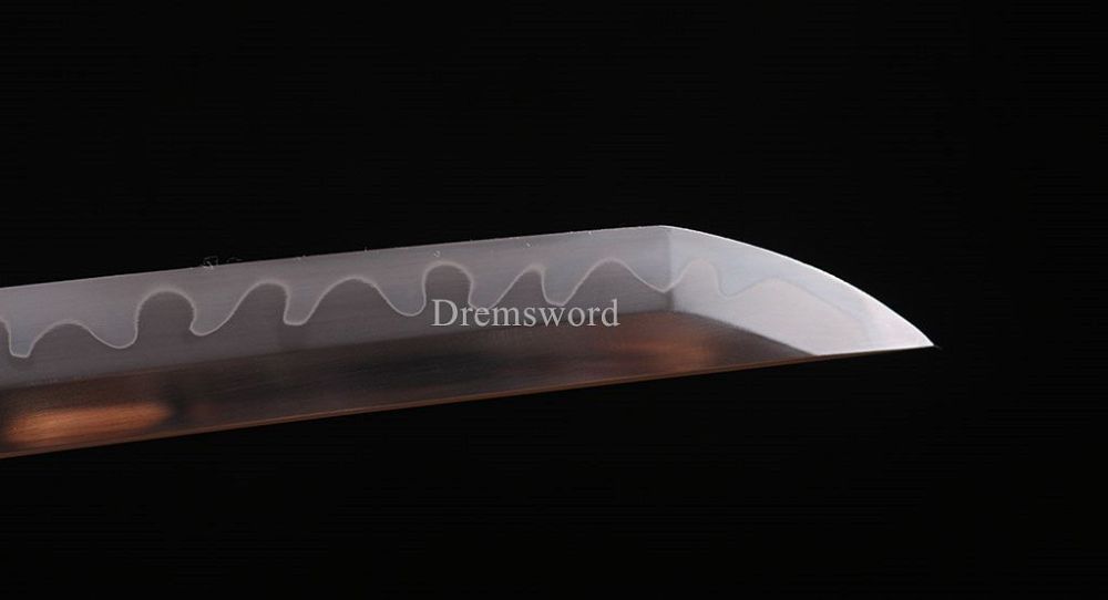 T10 Steel Clay Tempered Choji Hamon Japanese Katana Sword Battle Ready Sharp New SHINOGI-ZUKURI Full Tang Red And Gold