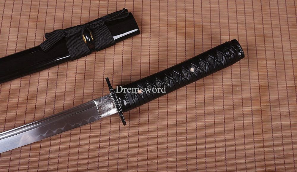 T10 Steel Clay Tempered Japanese Wakizashi Sword Samurai Battle Ready Sharp New SHINOGI-ZUKURI Full Tang Black