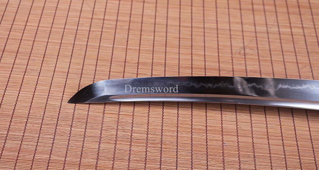 T10 Steel Clay Tempered Tanto Japanese Samurai Sword Choji Hamon Rosewood Saya SHINOGI-ZUKURI Full Tang Blue And Brown