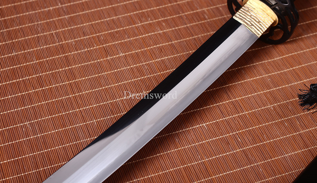 Handmade L6 Steel Katana Japanese Samurai Sword Hadori-polishing Suguha Hamon SHINOGI-ZUKURI Full Tang Black