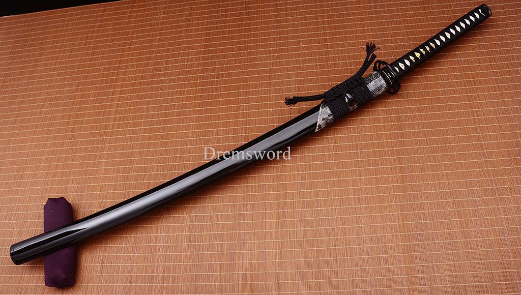 Handmade L6 Steel Katana Japanese Samurai Sword Hadori-polishing Suguha Hamon SHINOGI-ZUKURI Full Tang Black