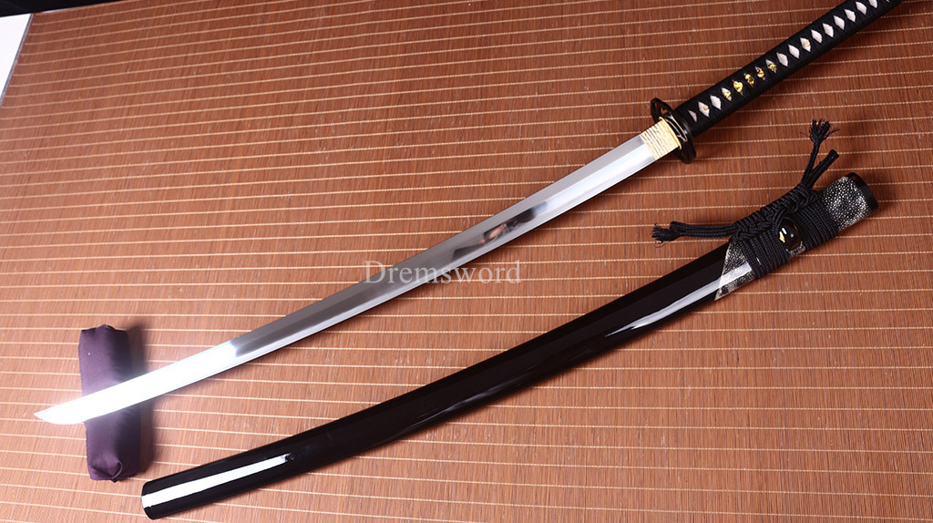 Handmade L6 Steel Katana Japanese Samurai Sword Hadori-polishing Suguha Hamon SHINOGI-ZUKURI Full Tang Black
