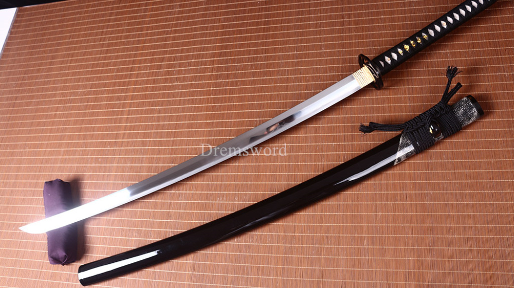Handmade L6 Steel Katana Japanese Samurai Sword Hadori-polishing Suguha Hamon SHINOGI-ZUKURI Full Tang Black