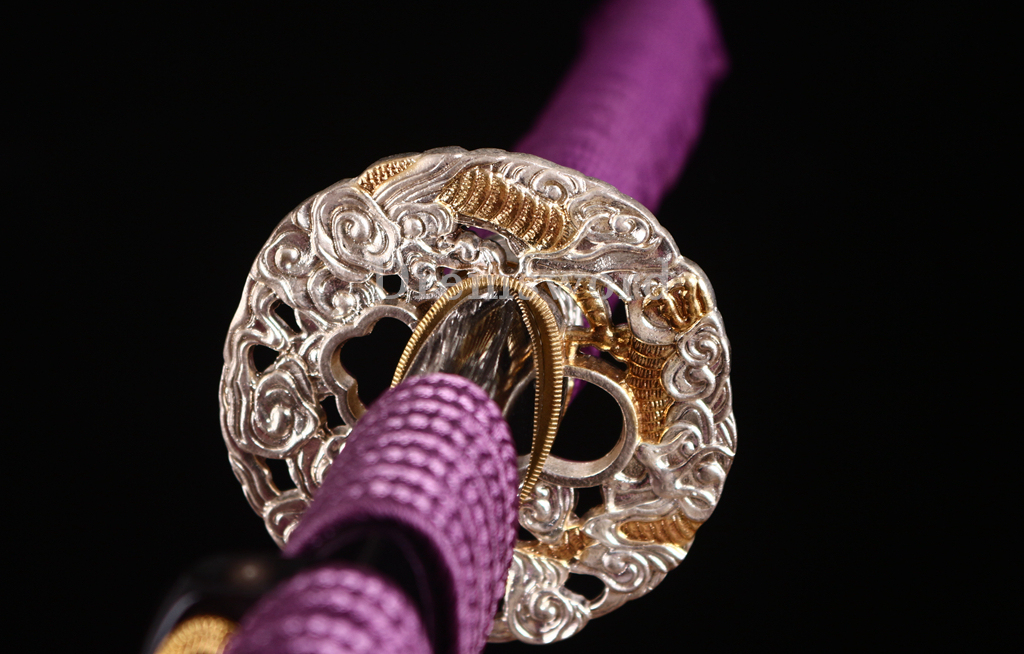 T10 Clay Tempered Hadori Polishing Suguha Hamon Katana Japanese Samurai Sword SHINOGI-ZUKURI Full Tang Black And Purple