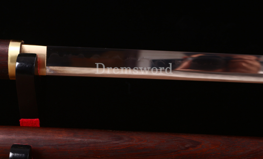 T10 Clay Tempered Shirasaya Japanese Samurai Shikomizue Sword Kamasu Kissaki KIRIHA-ZUKURI Full Tang Brown