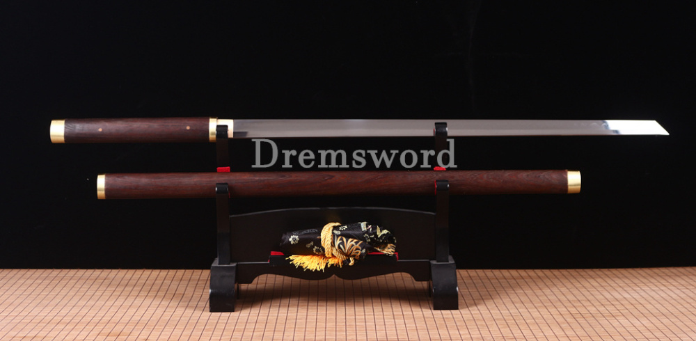 T10 Clay Tempered Shirasaya Japanese Samurai Shikomizue Sword Kamasu Kissaki KIRIHA-ZUKURI Full Tang Brown