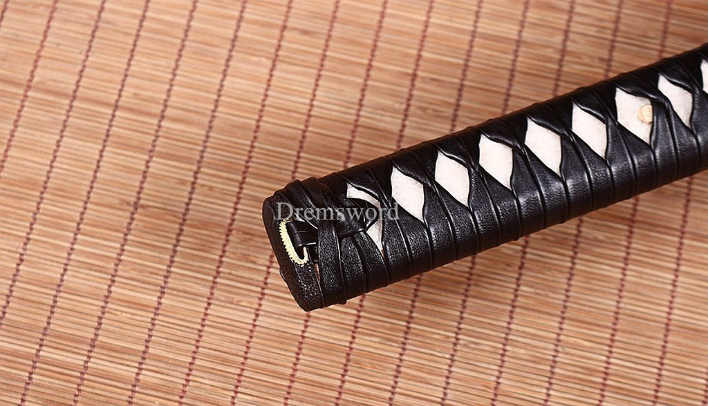 Handmade L6 Steel Katana Japanese Samurai Sword Triangle Blood Groove Sharp Red Shinogi-Zukuri Red And Black