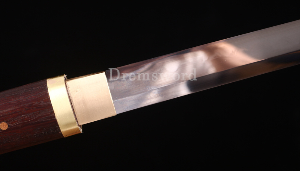 T10 Clay Tempered Shirasaya Japanese Samurai Shikomizue Sword Kamasu Kissaki KIRIHA-ZUKURI Full Tang Brown