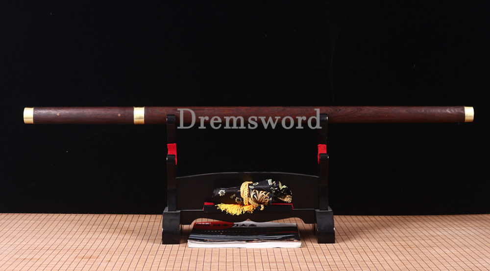 T10 Clay Tempered Shirasaya Japanese Samurai Shikomizue Sword Kamasu Kissaki KIRIHA-ZUKURI Full Tang Brown