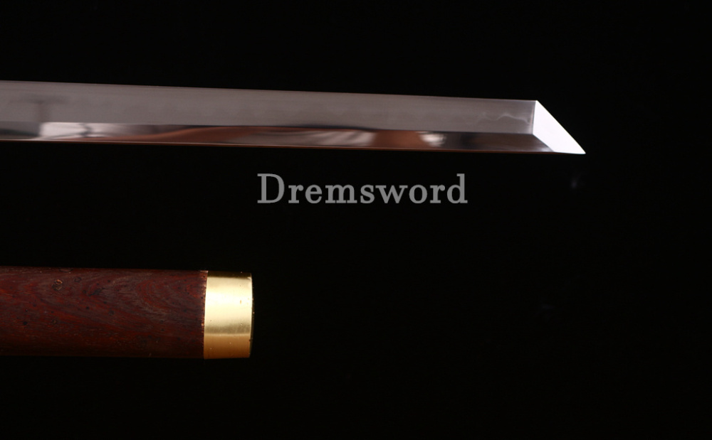 T10 Clay Tempered Shirasaya Japanese Samurai Shikomizue Sword Kamasu Kissaki KIRIHA-ZUKURI Full Tang Brown