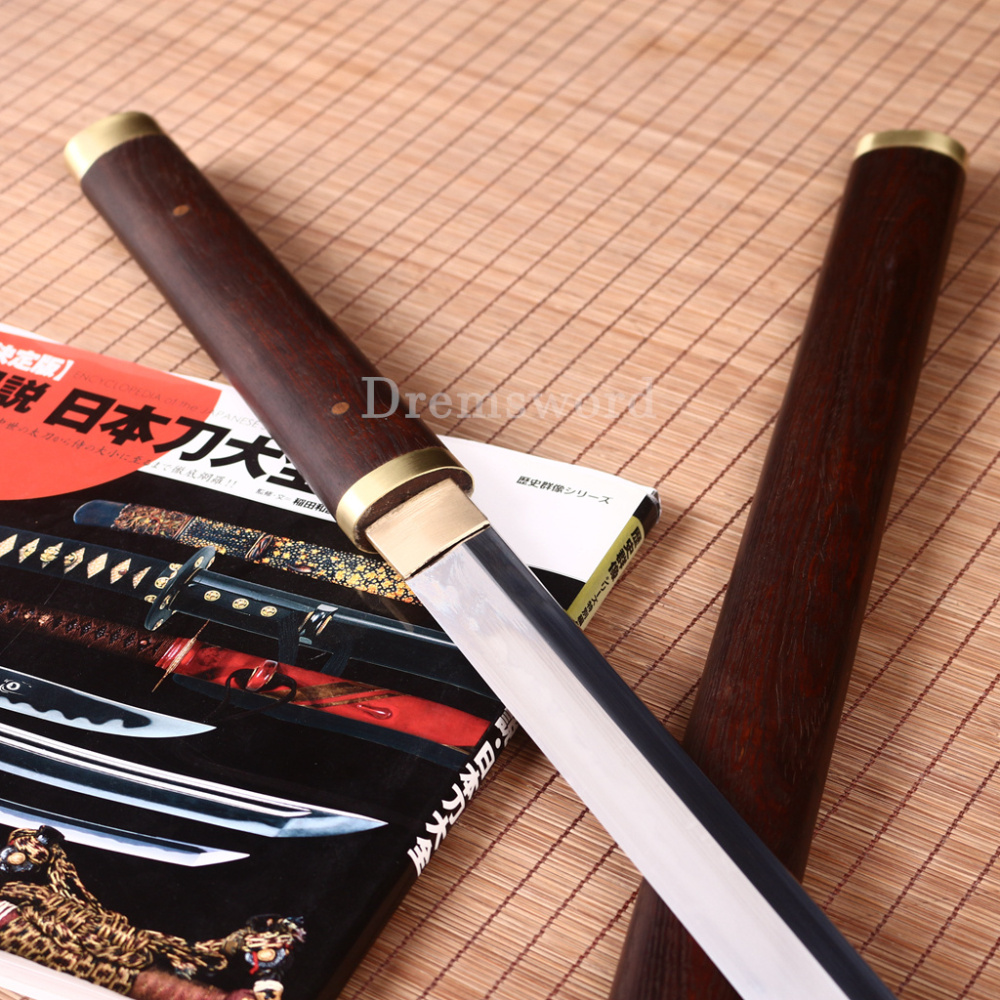 T10 Clay Tempered Shirasaya Japanese Samurai Shikomizue Sword Kamasu Kissaki KIRIHA-ZUKURI Full Tang Brown
