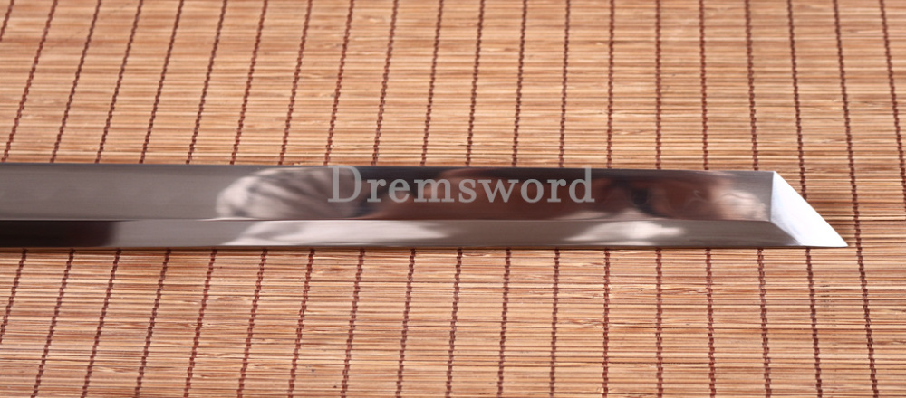 T10 Clay Tempered Shirasaya Japanese Samurai Shikomizue Sword Kamasu Kissaki KIRIHA-ZUKURI Full Tang Brown