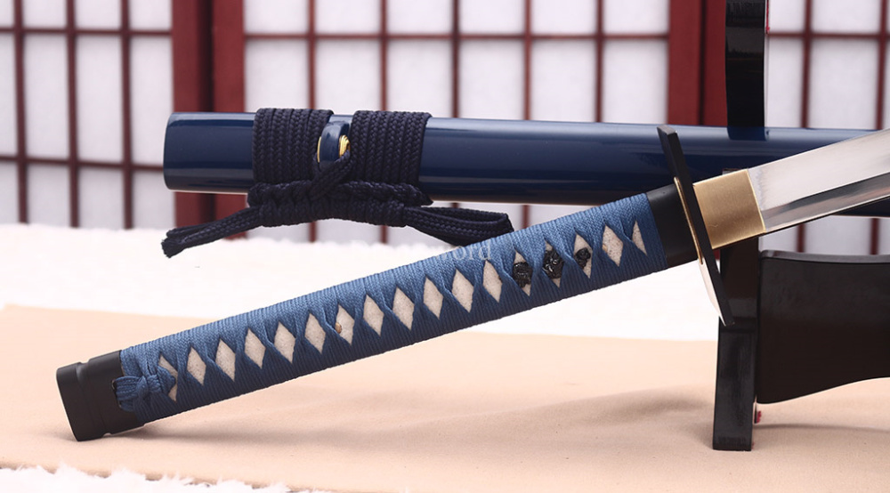 Handmade 1095 High Carbon Steel Katana Japanese Samurai Sword Battle Ready Blue Kiriha-Zukuri Blue