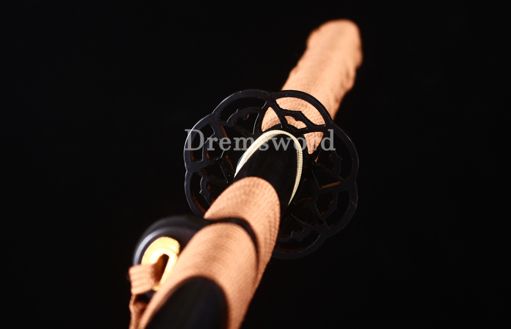 Handmade 9260 Spring Steel Katana Japanese Samurai Sword Full Tang for Practice SHINOGI-ZUKURI Black And Yellow