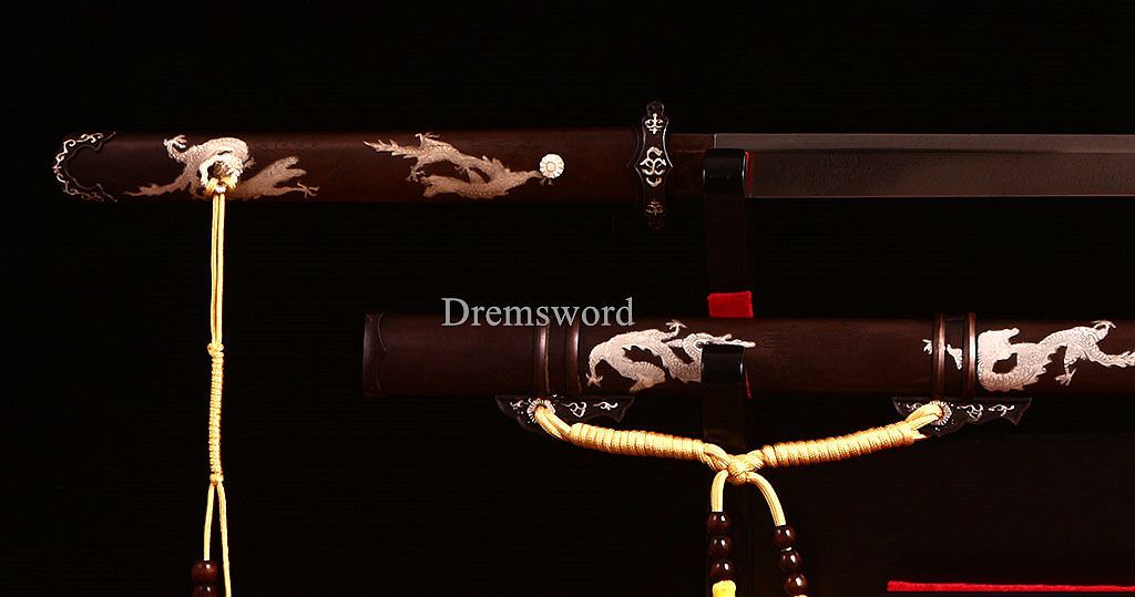 Handmade L6 steel Jian Traditional Chinese Sword Sharp Battle Ready New Brown Kiriha Zukuri
