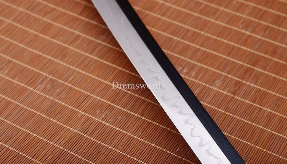 L6 Steel Clay tempered Hadori-polishing Steel Wakizashi Japanese Samurai Sword SHINOGI-ZUKURI Black
