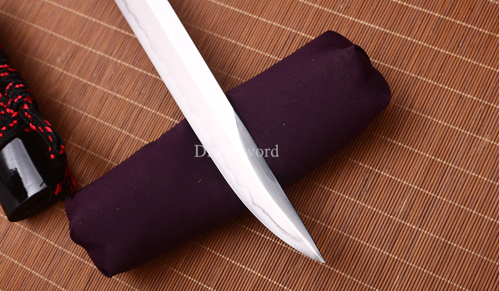 L6 Clay Tempered Steel Hadori-polishing Tanto Japanese Short Sword Battle Ready SHINOGI-ZUKURI Black