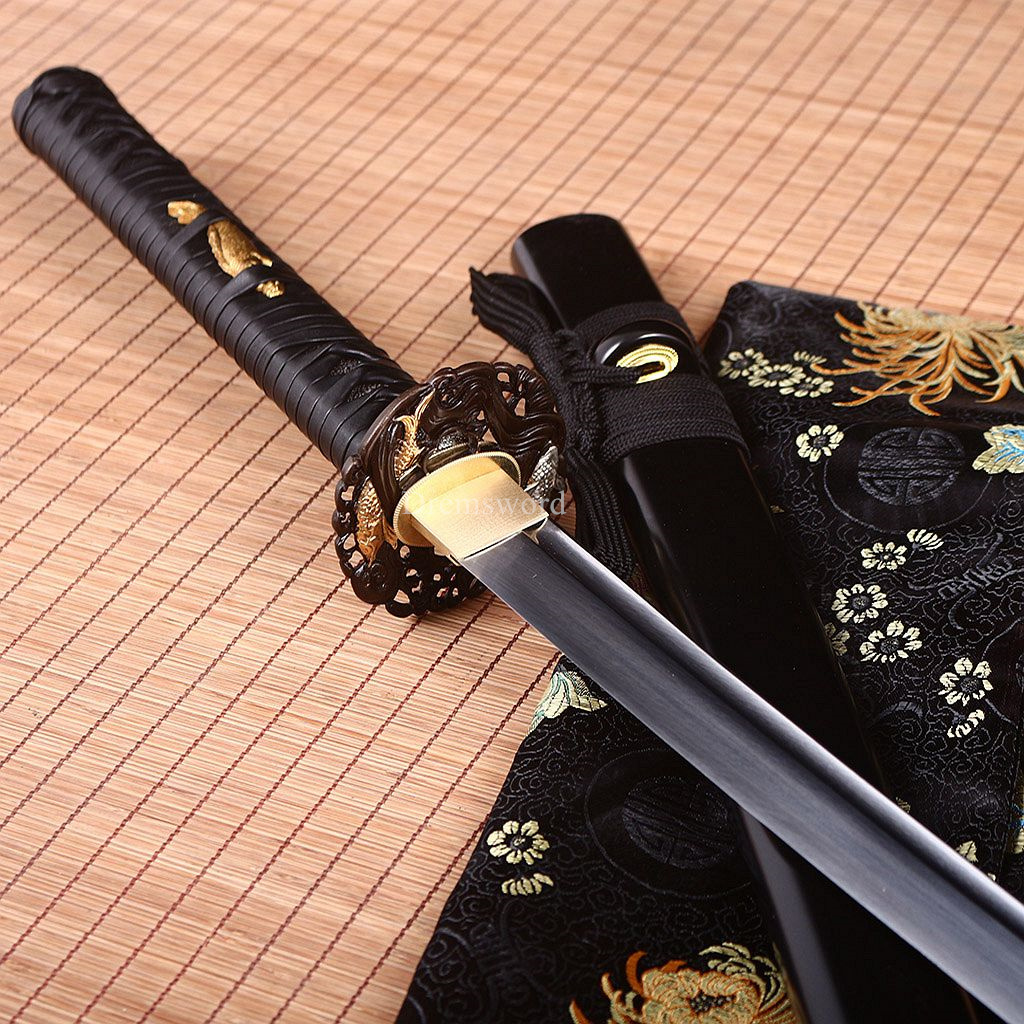 9260 Spring Steel Nodachi Katana Japanese Samurai Sword Full Tang For Practice SHINOGI-ZUKURI Black