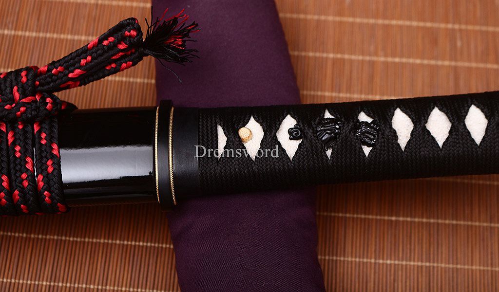 L6 Clay Tempered Steel Hadori-polishing Tanto Japanese Short Sword Battle Ready SHINOGI-ZUKURI Black