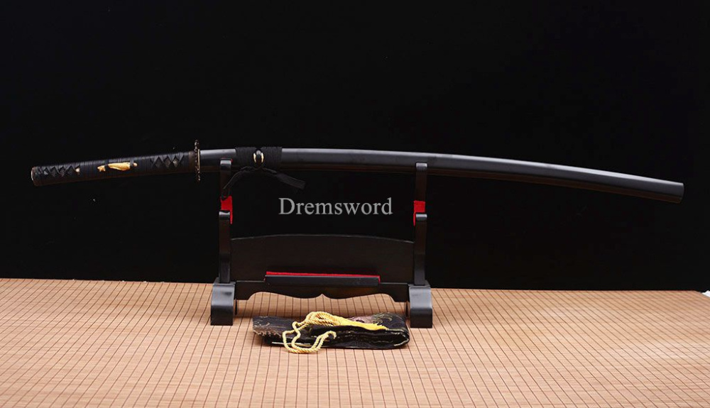 9260 Spring Steel Nodachi Katana Japanese Samurai Sword Full Tang For Practice SHINOGI-ZUKURI Black