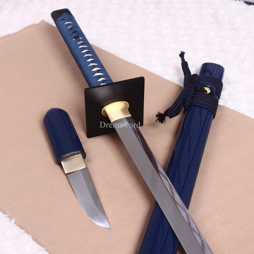 Handmade 1095 High Carbon Steel Katana Japanese Samurai Sword Battle Ready Blue Kiriha-Zukuri Blue