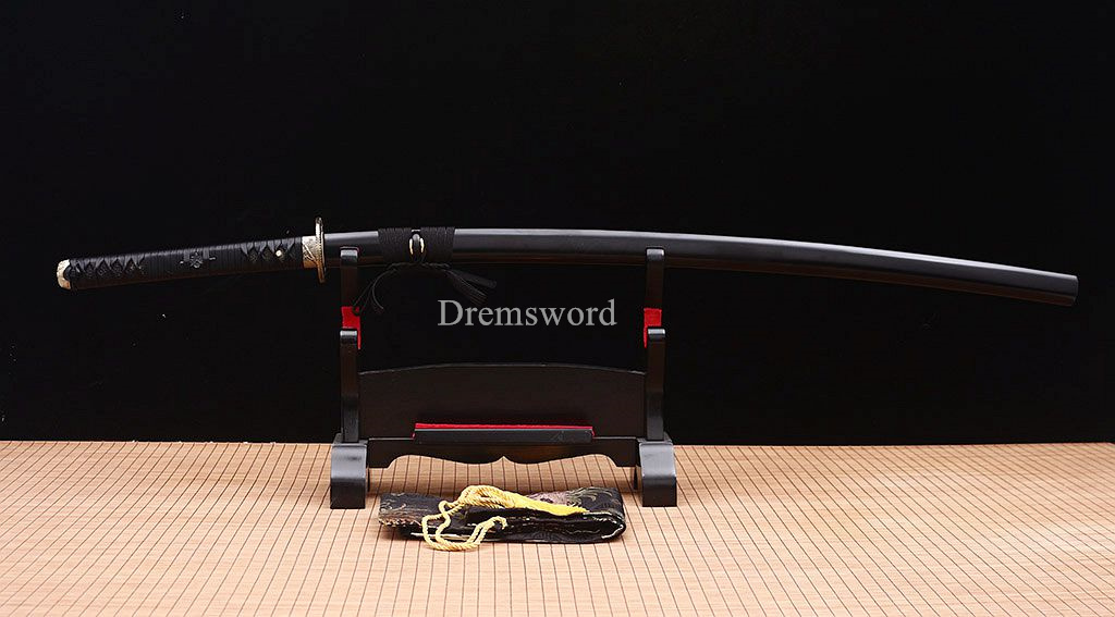 51" 9260 Spring Steel Nodachi Katana Japanese Samurai Sword Battle Ready Sharp SHINOGI-ZUKURI Black