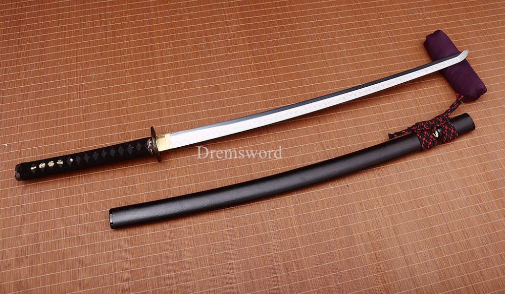 L6 Steel Clay tempered Hadori-polishing Steel Wakizashi Japanese Samurai Sword SHINOGI-ZUKURI Black
