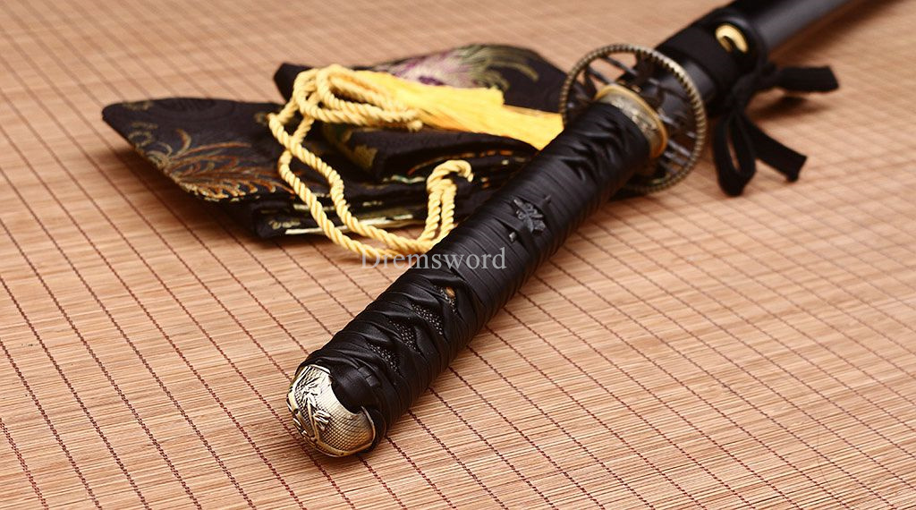 51" 9260 Spring Steel Nodachi Katana Japanese Samurai Sword Battle Ready Sharp SHINOGI-ZUKURI Black