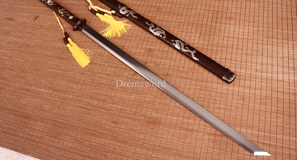 Handmade L6 steel Jian Traditional Chinese Sword Sharp Battle Ready New Brown Kiriha Zukuri