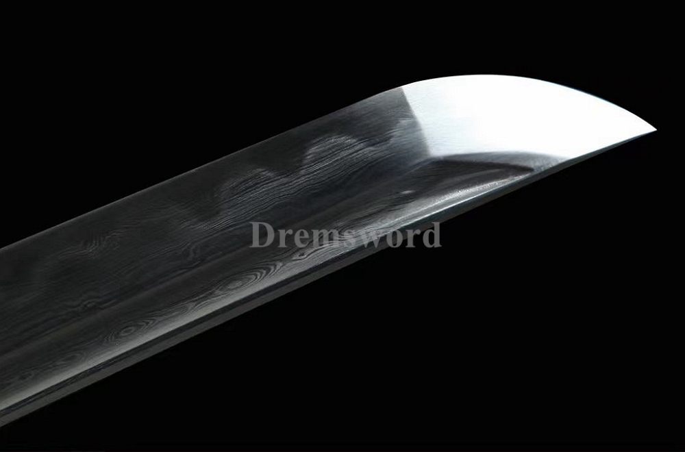 Battle Ready Abrasive Folded Steel Clay Tempered Japanese Saber Samurai Sword Shinogi-Zukuri Black