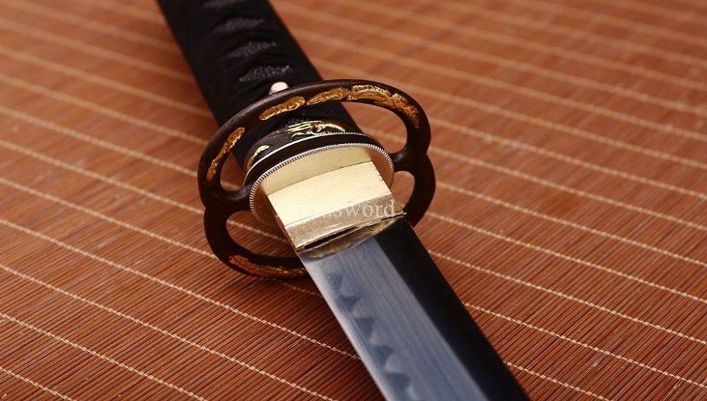 L6 Steel Clay tempered Hadori-polishing Steel Wakizashi Japanese Samurai Sword SHINOGI-ZUKURI Black