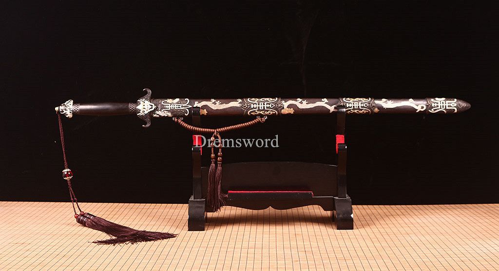 Handmade L6 steel Jian Traditional Chinese Sword Battle Ready Sharp New Brown JIAN