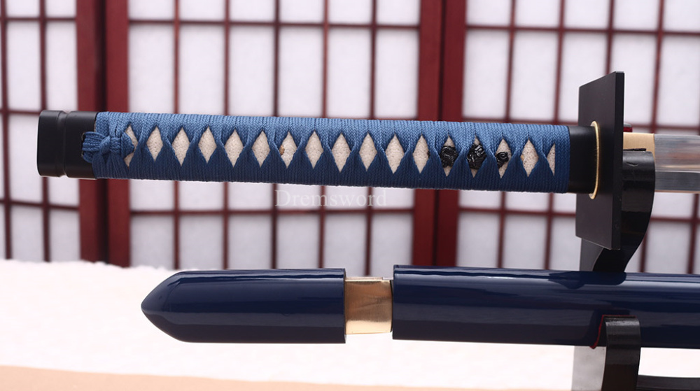 Handmade 1095 High Carbon Steel Katana Japanese Samurai Sword Battle Ready Blue Kiriha-Zukuri Blue