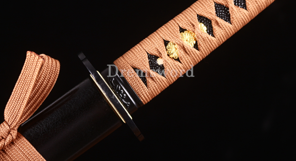 Handmade 9260 Spring Steel Katana Japanese Samurai Sword Full Tang for Practice SHINOGI-ZUKURI Black And Yellow