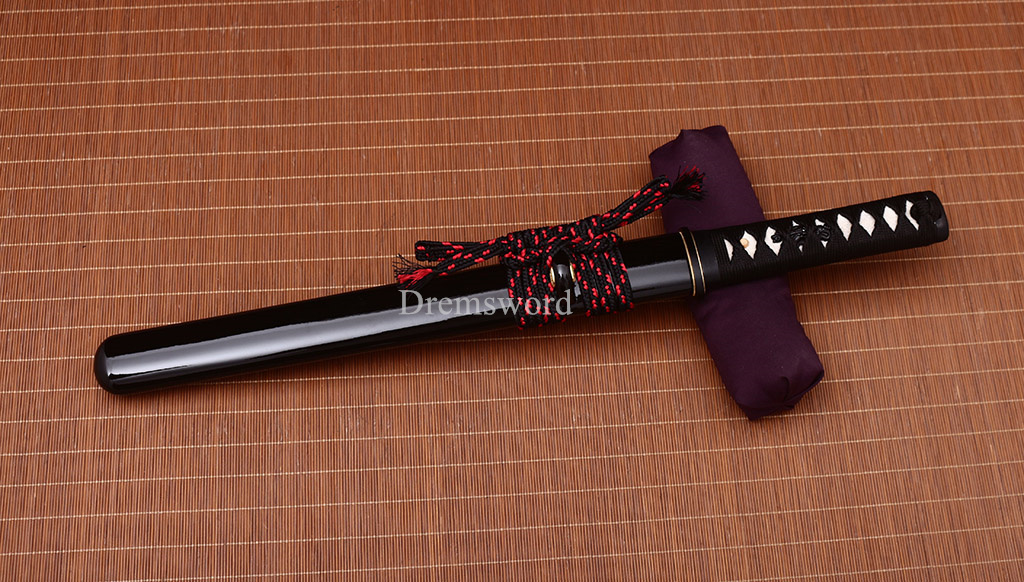 L6 Clay Tempered Steel Hadori-polishing Tanto Japanese Short Sword Battle Ready SHINOGI-ZUKURI Black