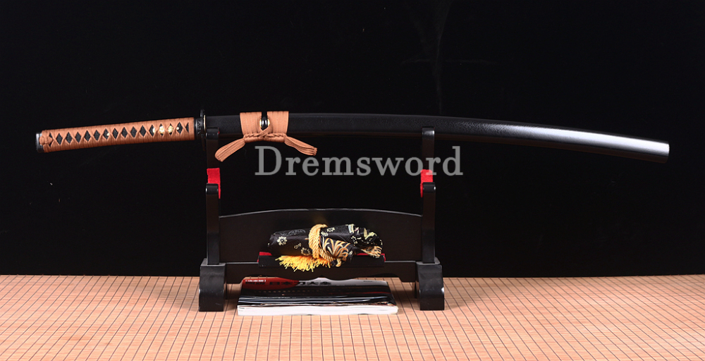 Handmade 9260 Spring Steel Katana Japanese Samurai Sword Full Tang for Practice SHINOGI-ZUKURI Black And Yellow