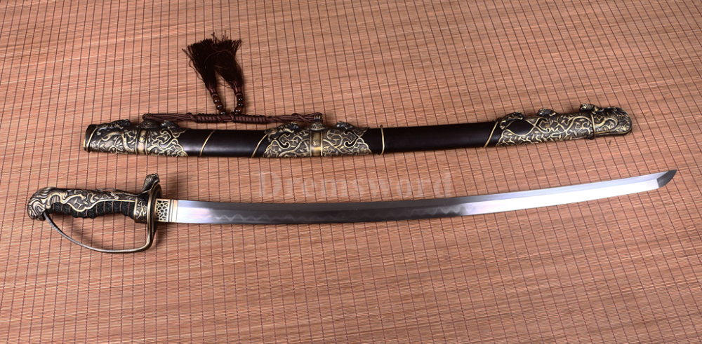 Battle Ready Abrasive Folded Steel Clay Tempered Japanese Saber Samurai Sword Shinogi-Zukuri Black
